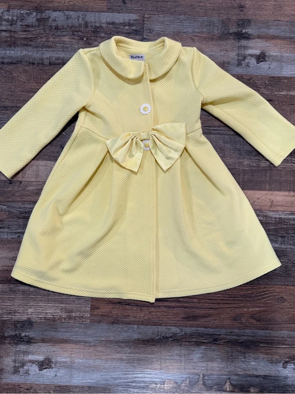 Blueberi Boulevard Toddler Girl Pastel Yellow Textured Coat Jacket Size 4